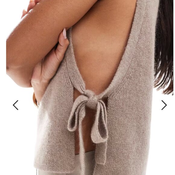 Beige Side-Tie Mohair Blend Sweater Vest -And Other Stories - Picture 4 of 7